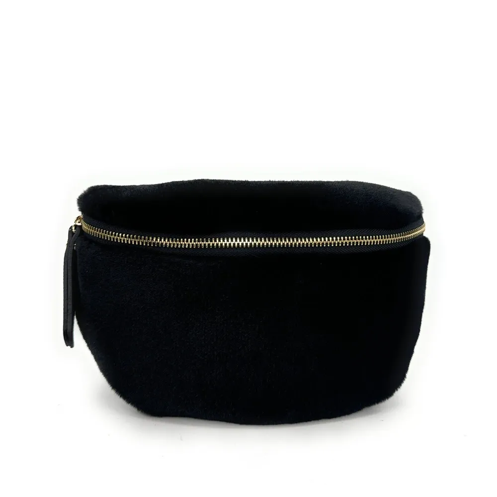 Sac banane en cuir et fausse fourrure LOU KITTY Noir