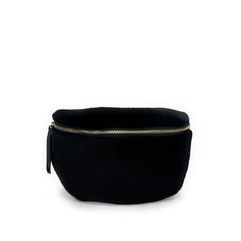 Sac banane en cuir et fausse fourrure LOU KITTY Noir - Image 2
