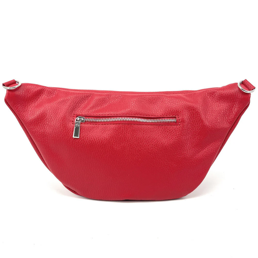 Sac banane en cuir grainé LILOU M Rouge garance - Image 3