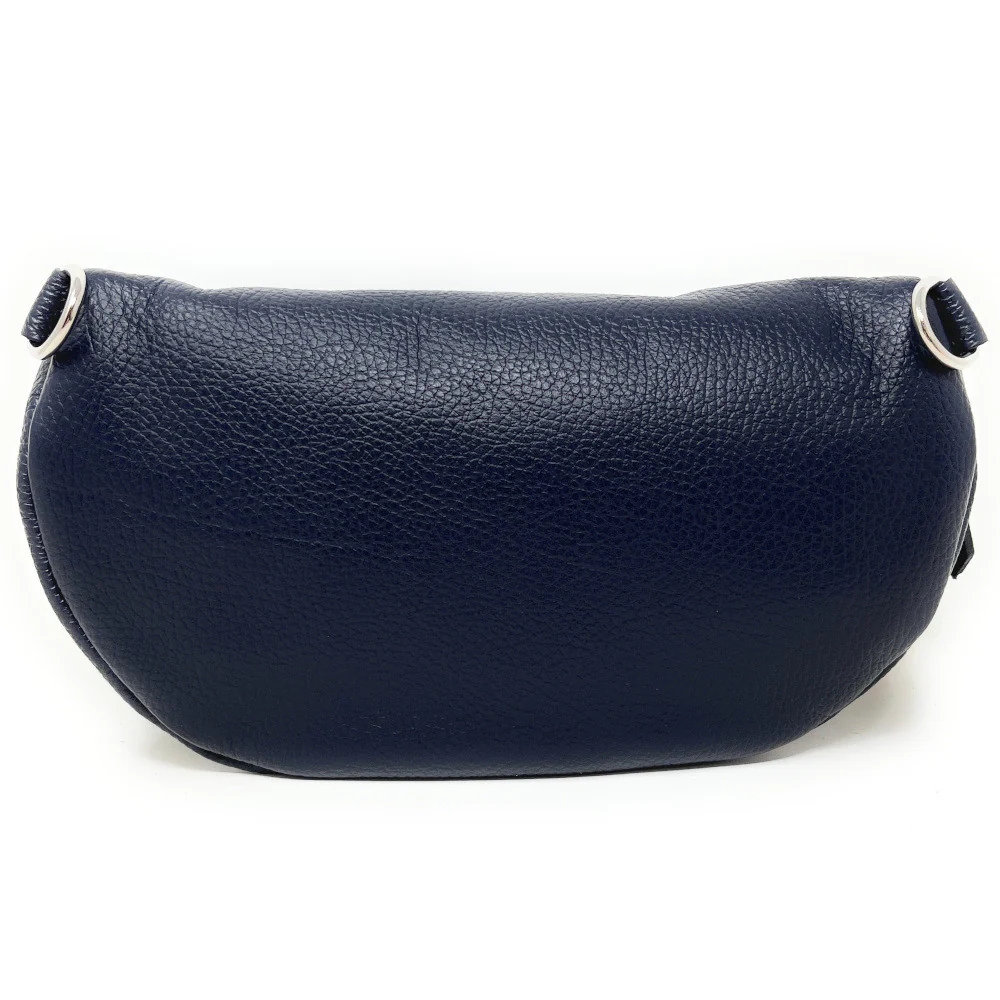 Sac banane en cuir grainé LOU-ANN Bleu marine - Image 3
