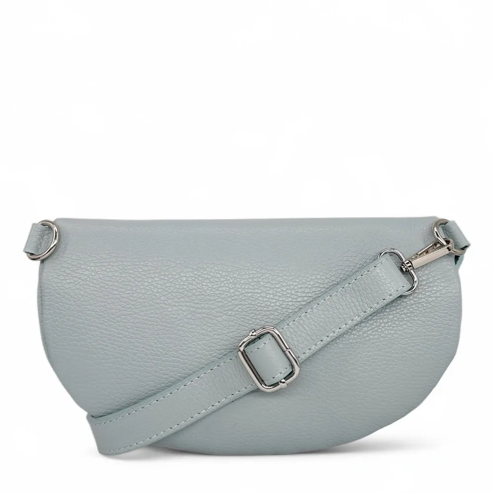 Sac banane en cuir grainé LOU-ANN Bleu pastel - Image 3