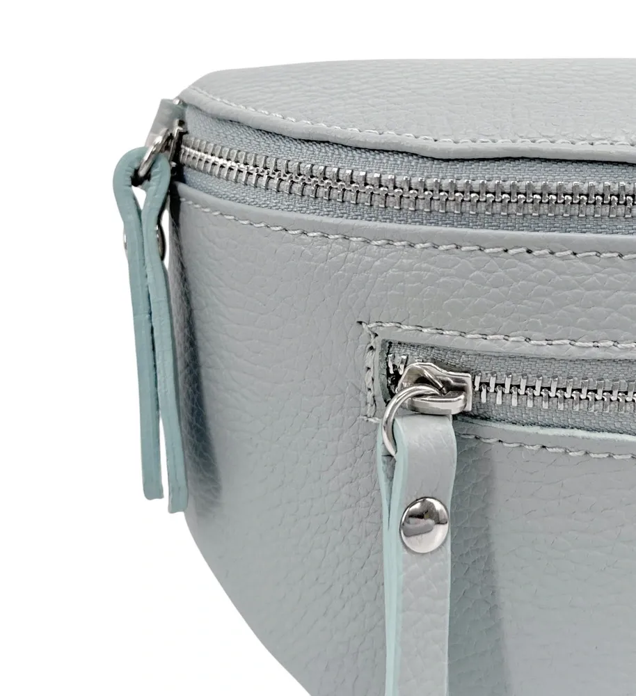 Sac banane en cuir grainé LOU-ANN Bleu pastel - Image 6