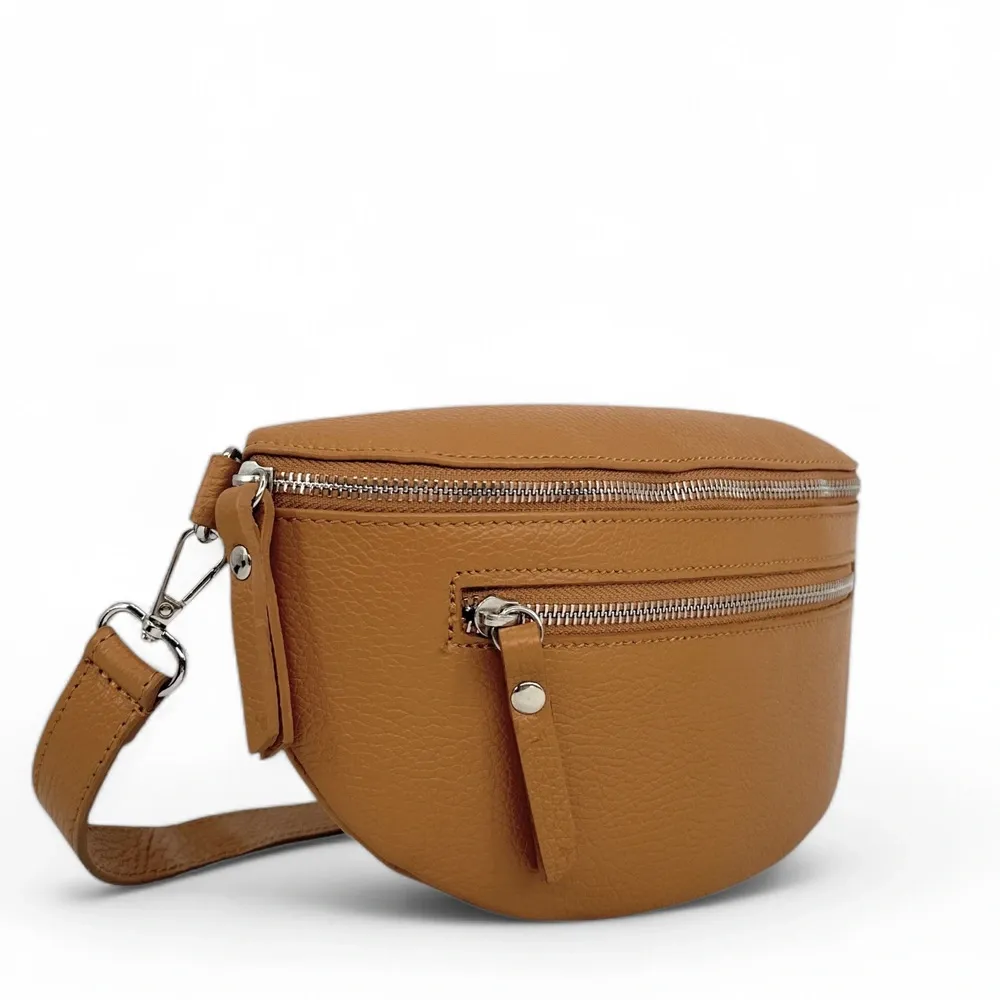 Sac banane en cuir grainé LOU-ANN Camel - Image 2