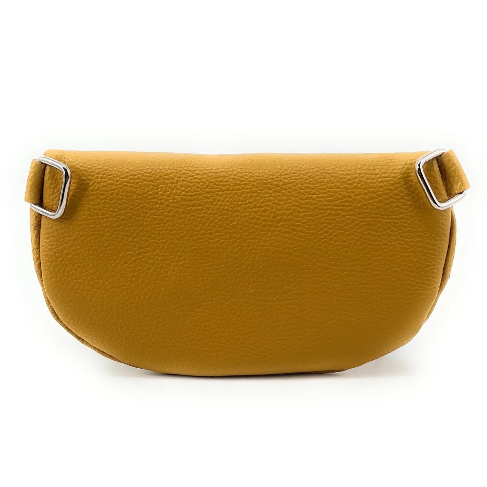 Sac banane en cuir grainé LOU-ANN Jaune Moutarde - Image 3