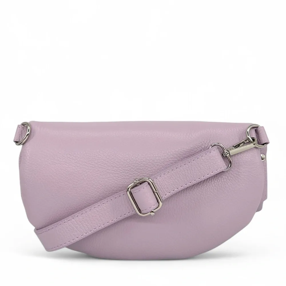 Sac banane en cuir grainé LOU-ANN Rose orchidée - Image 3