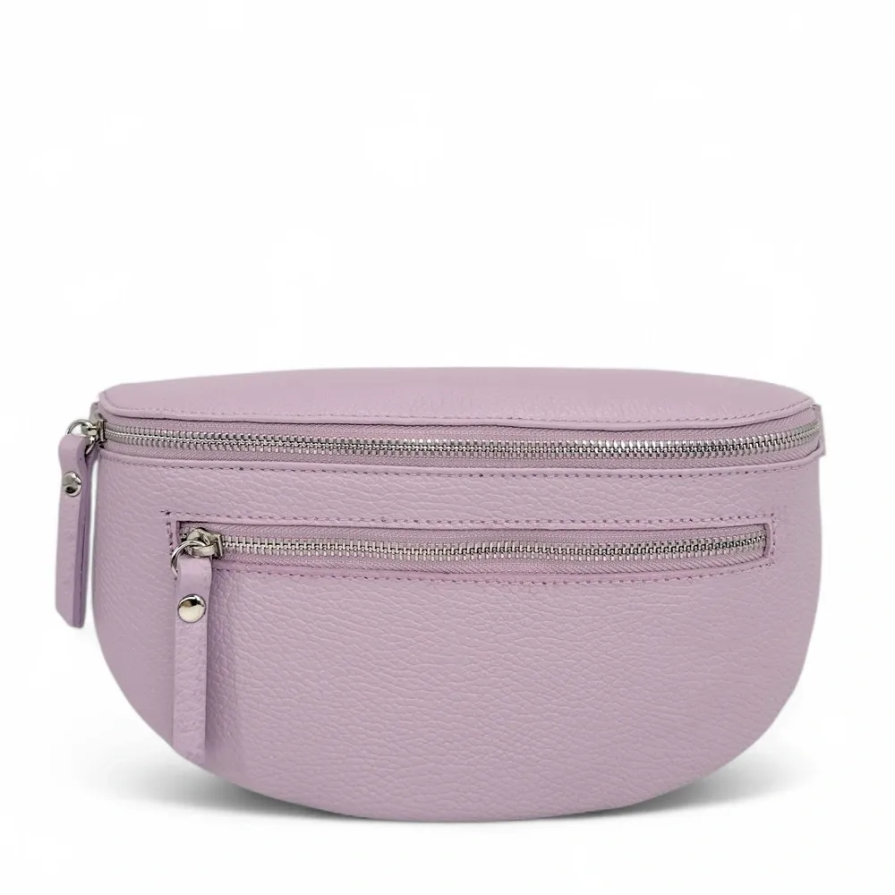 Sac banane en cuir grainé LOU-ANN Rose orchidée - Image 4