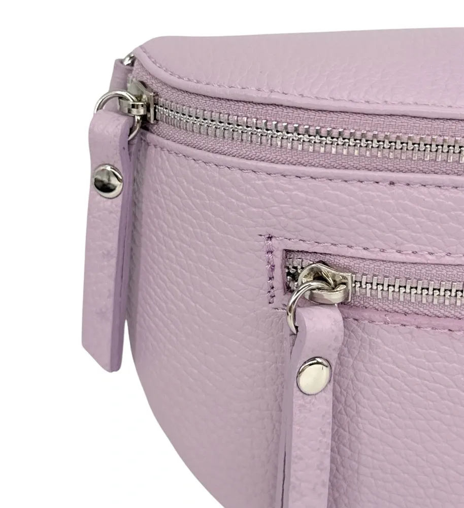 Sac banane en cuir grainé LOU-ANN Rose orchidée - Image 6