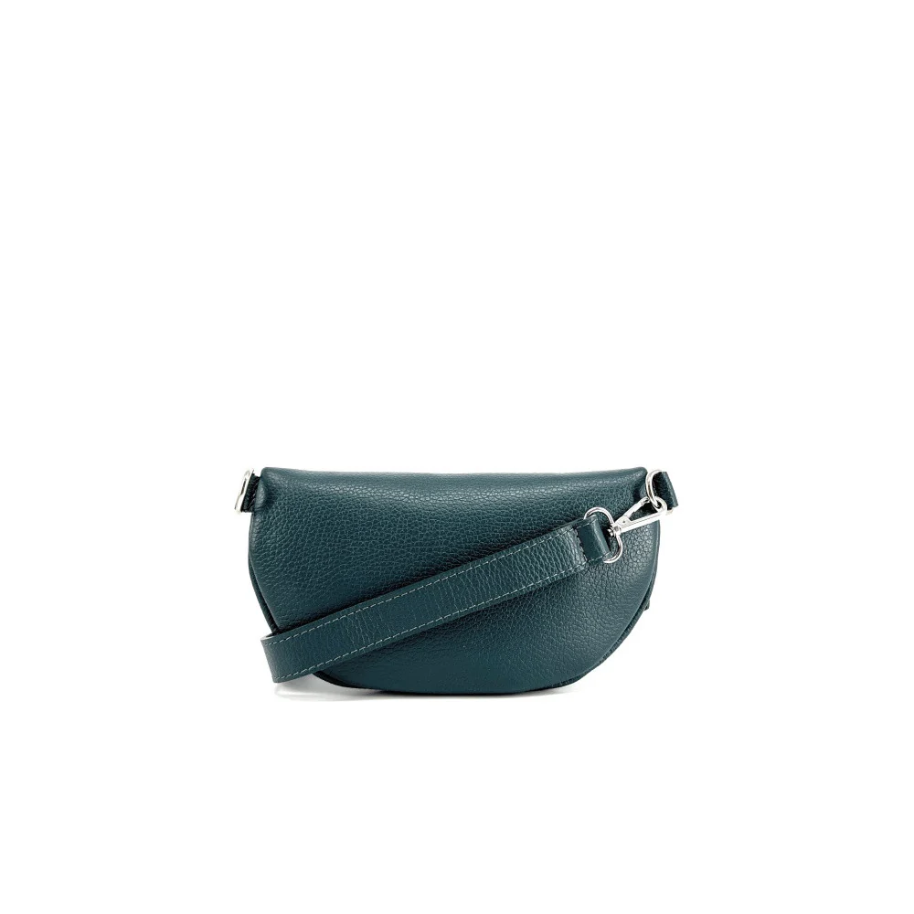 Sac banane en cuir grainé LOU Bleu vert canard - Image 3