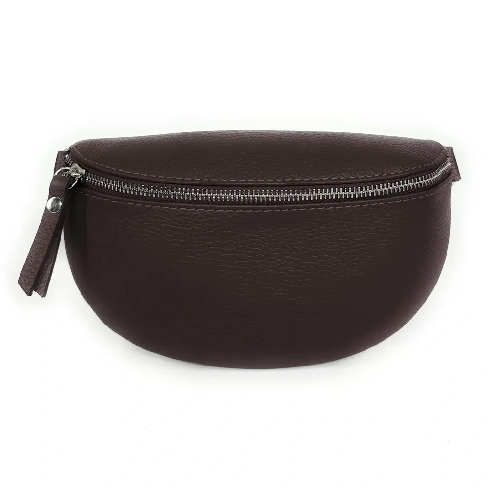 Sac banane en cuir grainé LOU Chocolat - Image 4