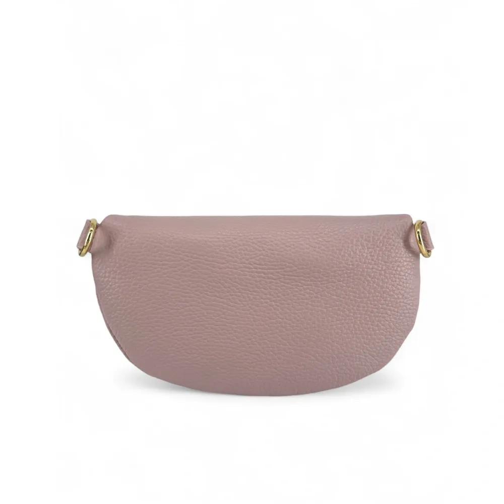 Sac banane en cuir grainé LOU-DO métal doré Lilas - Image 4