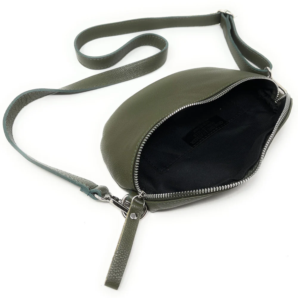 Sac banane en cuir grainé LOU Kaki - Image 4