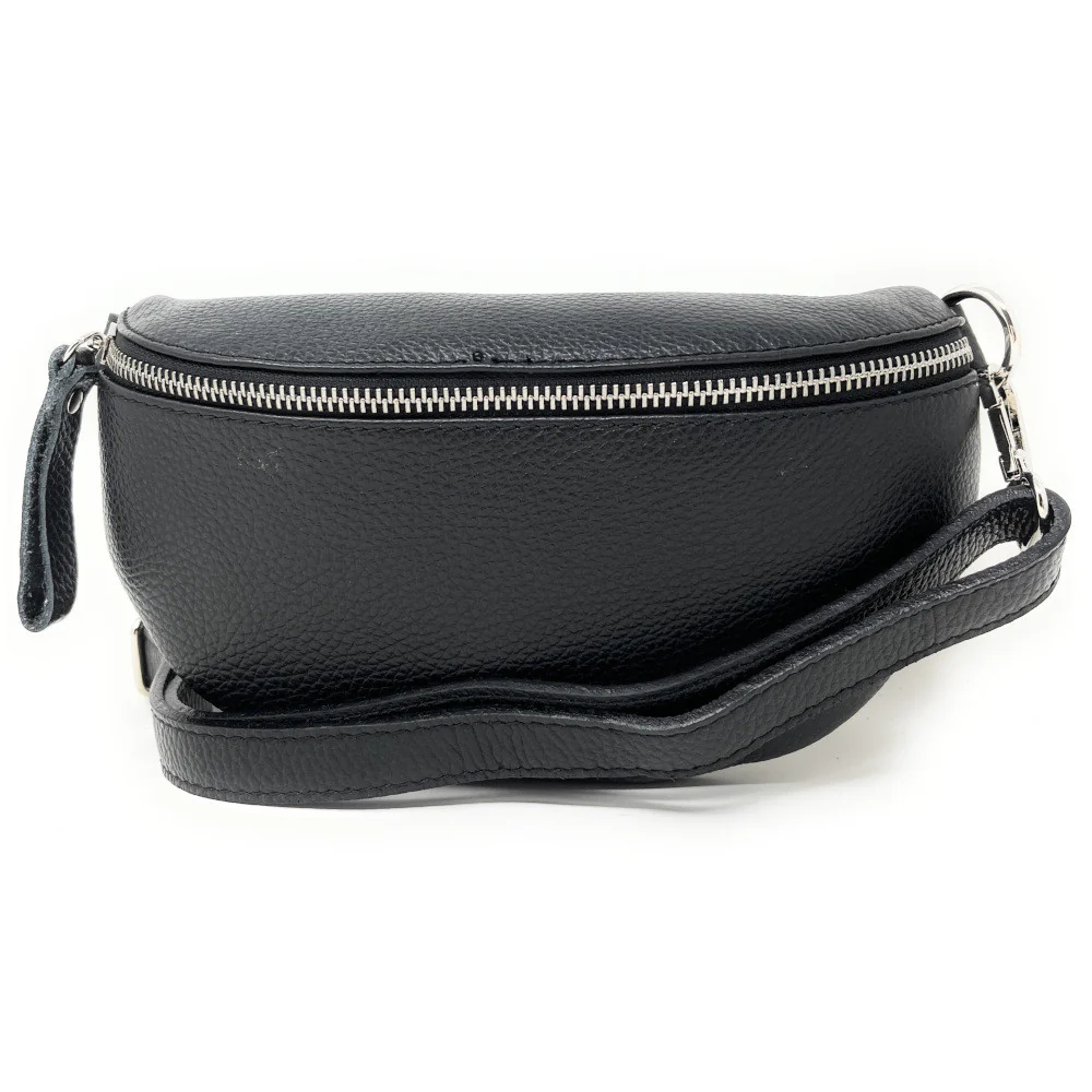 Sac banane en cuir grainé LOU Noir - Image 4