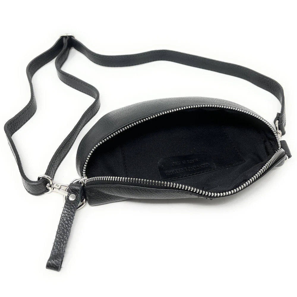 Sac banane en cuir grainé LOU Noir - Image 6