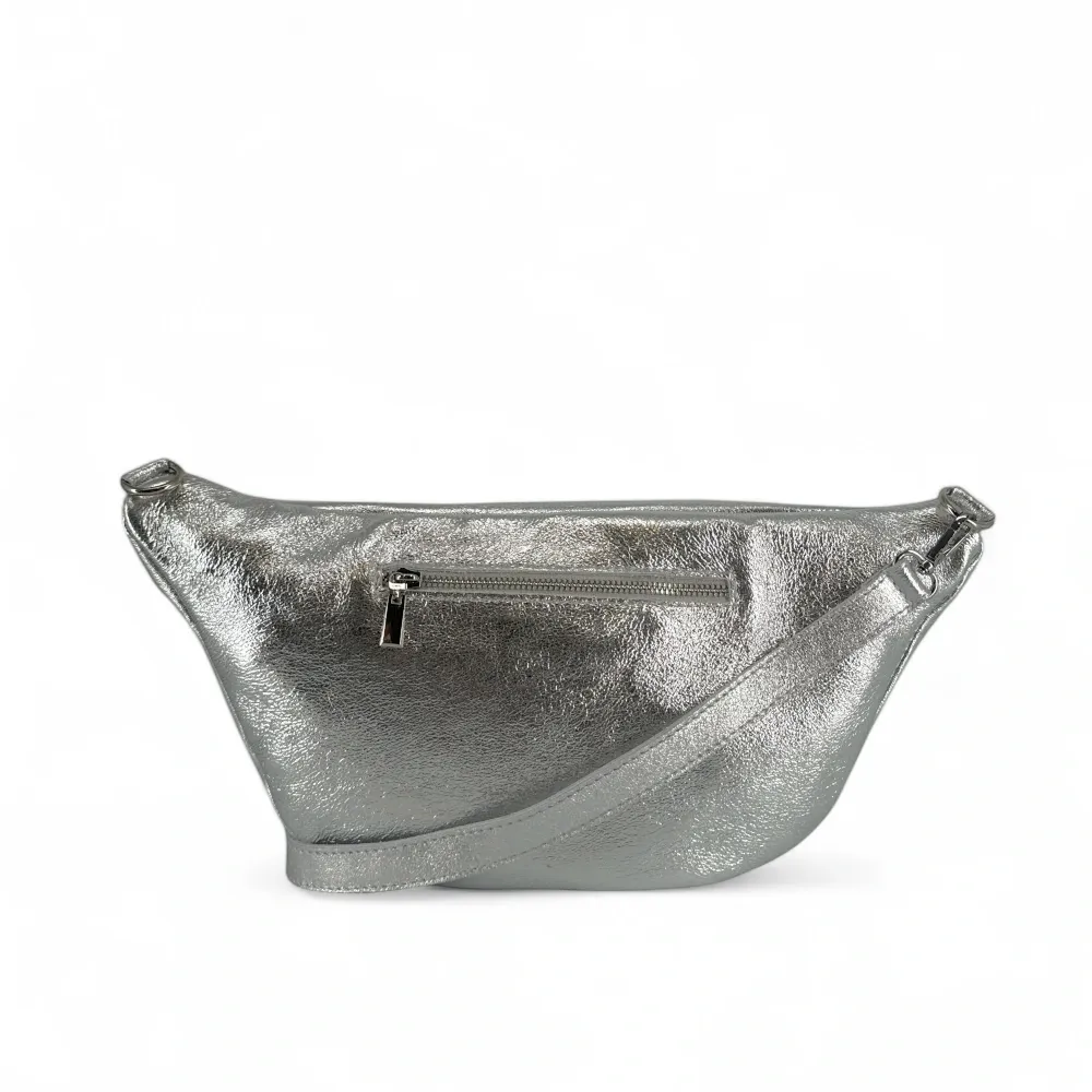 Sac banane en cuir irisé LILOU GLOW Argent moyen - Image 3