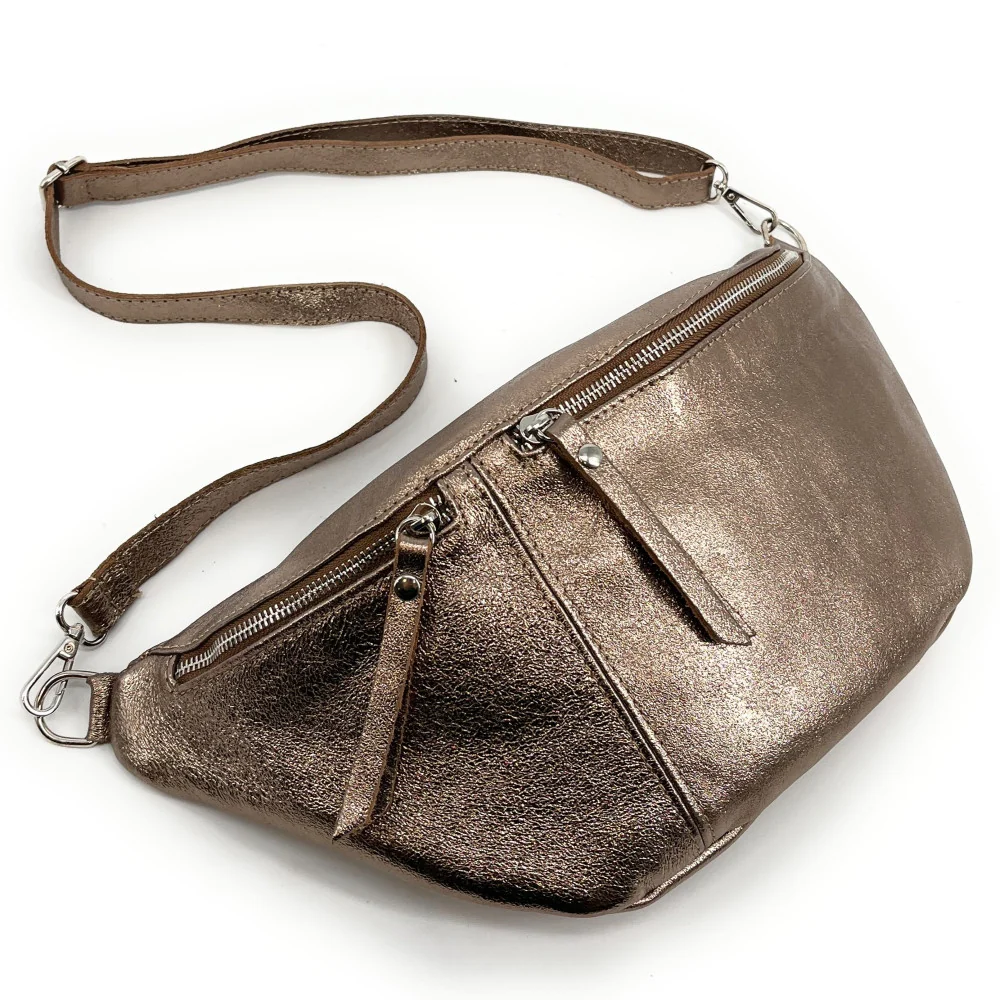 Sac banane en cuir irisé LILOU GLOW Champagne irisé - Image 5