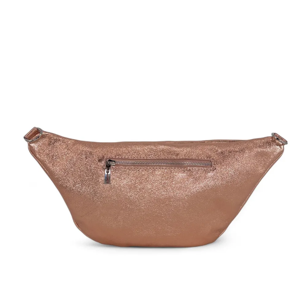 Sac banane en cuir irisé LILOU GLOW Rose gold - Image 3