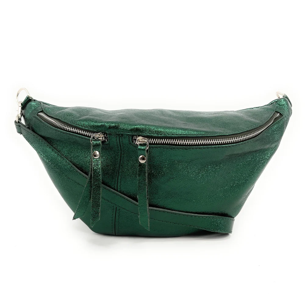 Sac banane en cuir irisé LILOU GLOW Vert forêt irisé - Image 3