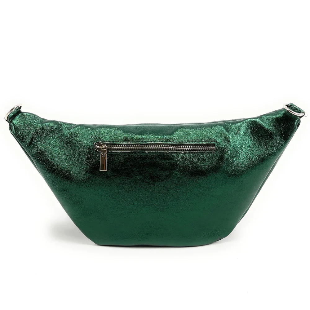 Sac banane en cuir irisé LILOU GLOW Vert forêt irisé - Image 4