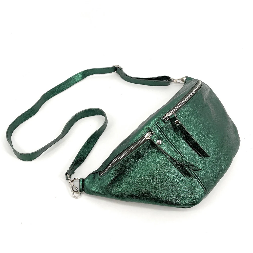 Sac banane en cuir irisé LILOU GLOW Vert forêt irisé - Image 5
