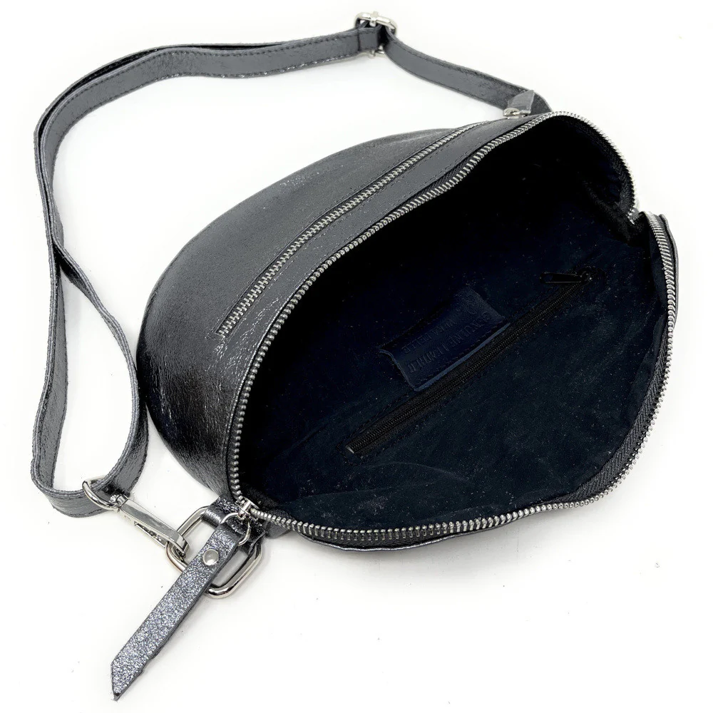 Sac banane en cuir irisé LOU-ANN Argent foncé - Image 4