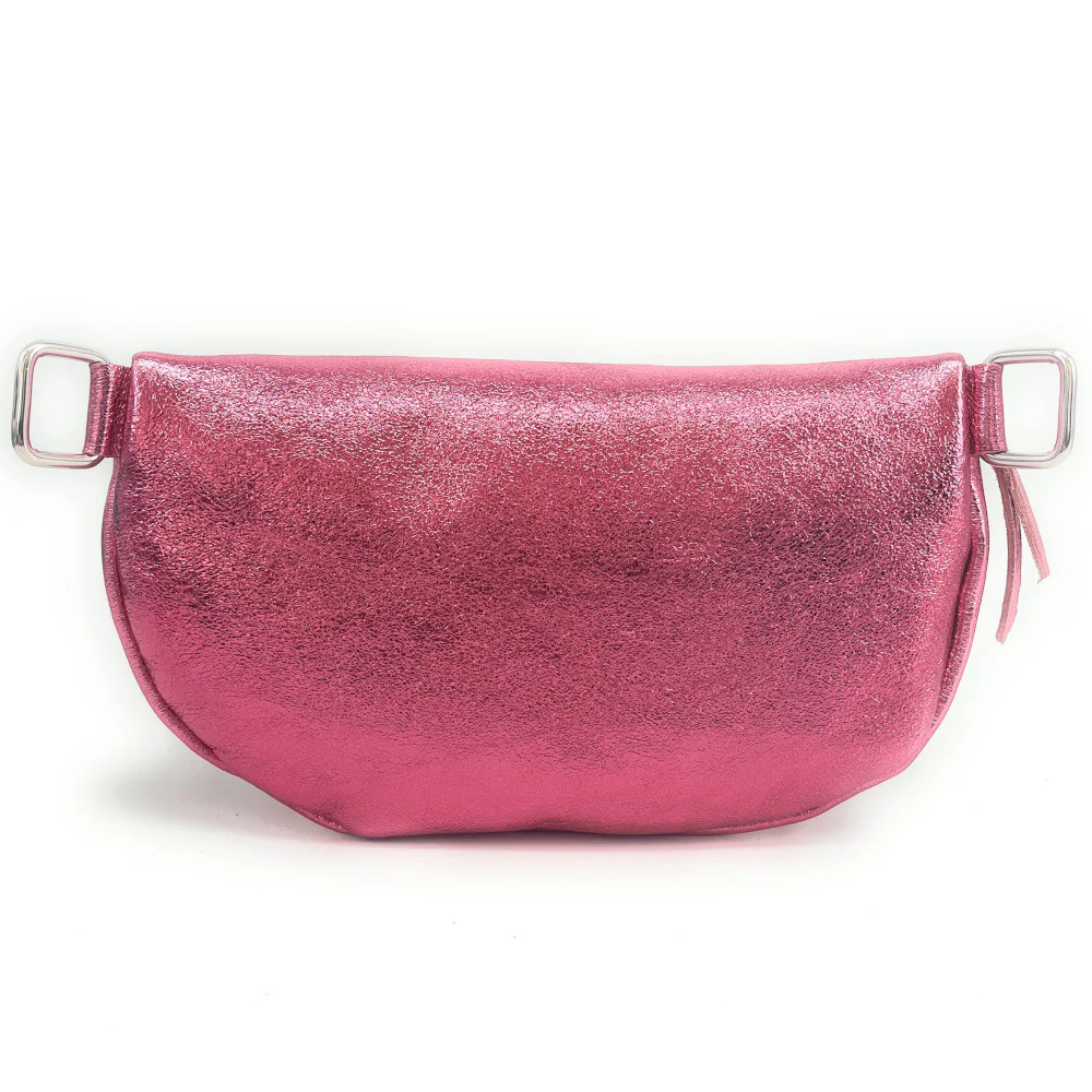 Sac banane en cuir irisé LOU-ANN Rose néon - Image 3
