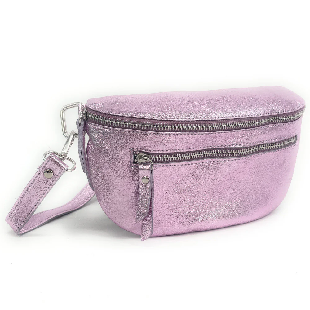 Sac banane en cuir irisé LOU-ANN Rose pâle irisé - Image 3