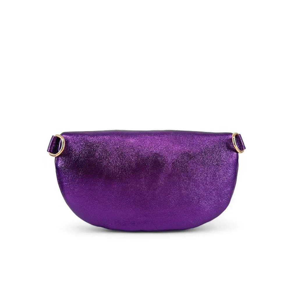 Sac banane en cuir irisé LOU-DO métal doré Améthyste - Image 4
