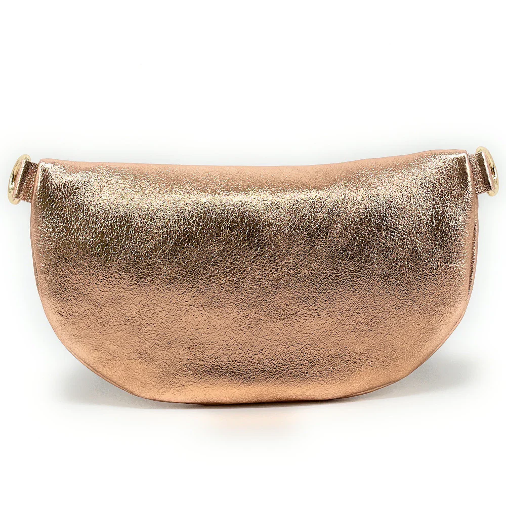 Sac banane en cuir irisé LOU-DO métal doré Rose gold - Image 3