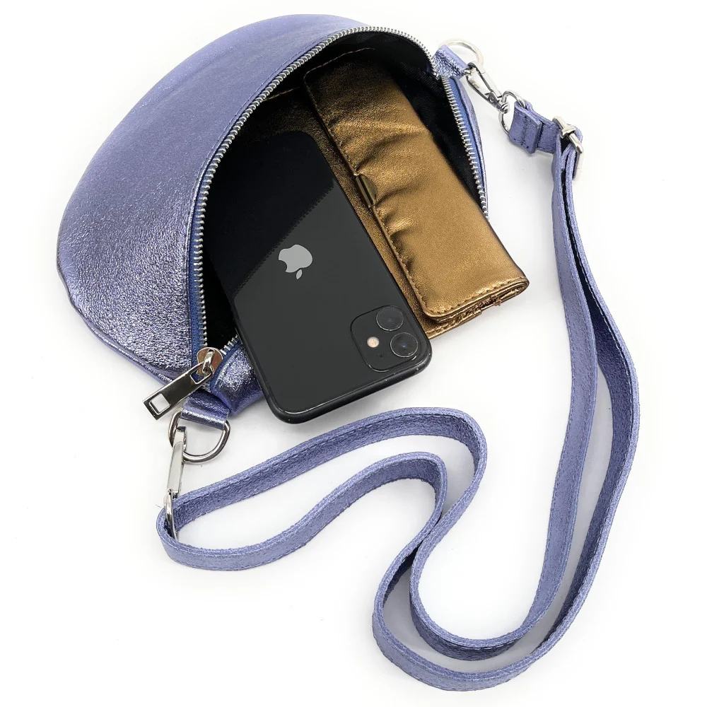 Sac banane en cuir irisé LOU Lilas irisé - Image 5