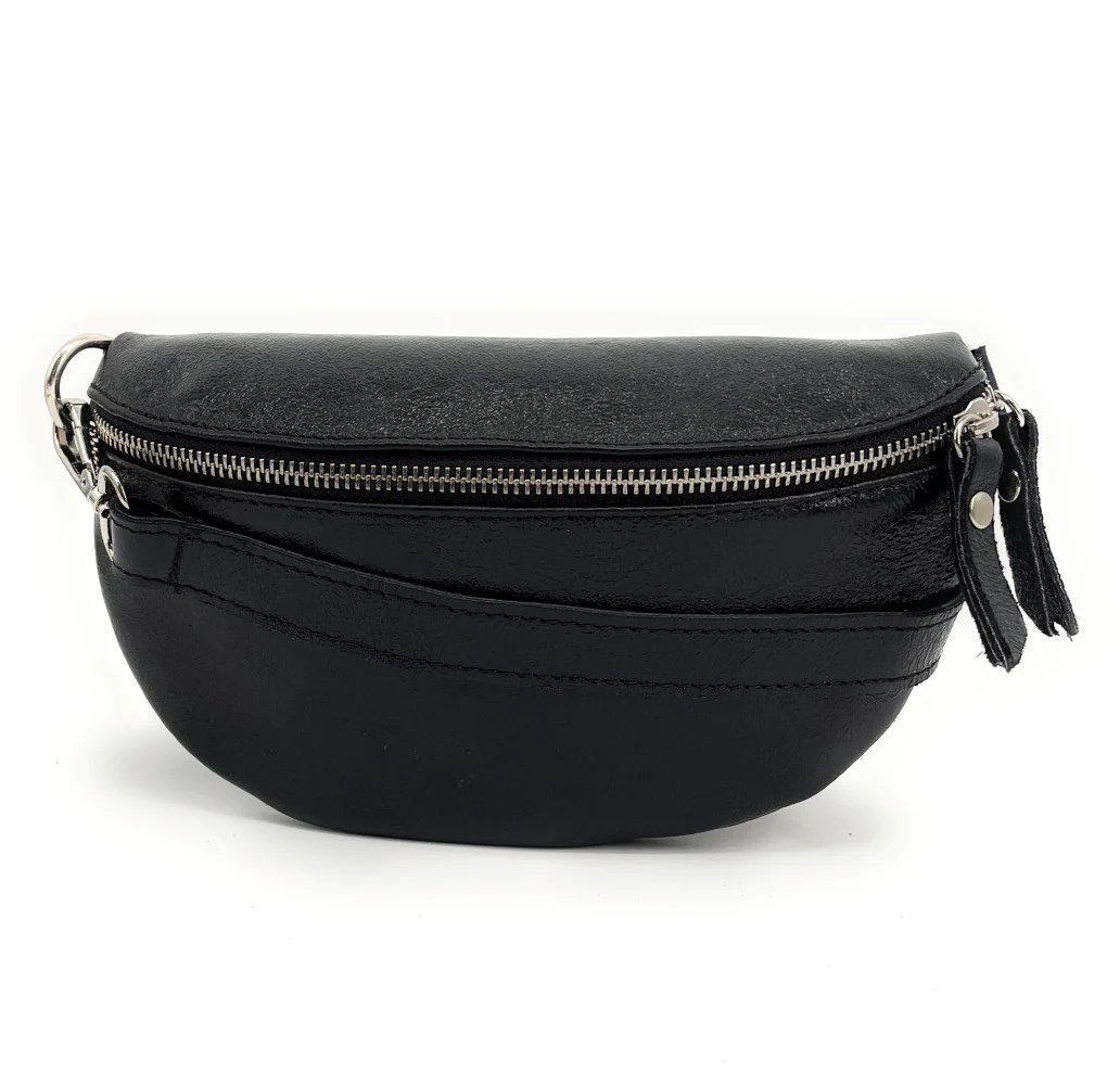 Sac banane en cuir irisé LOU Noir irisé - Image 4