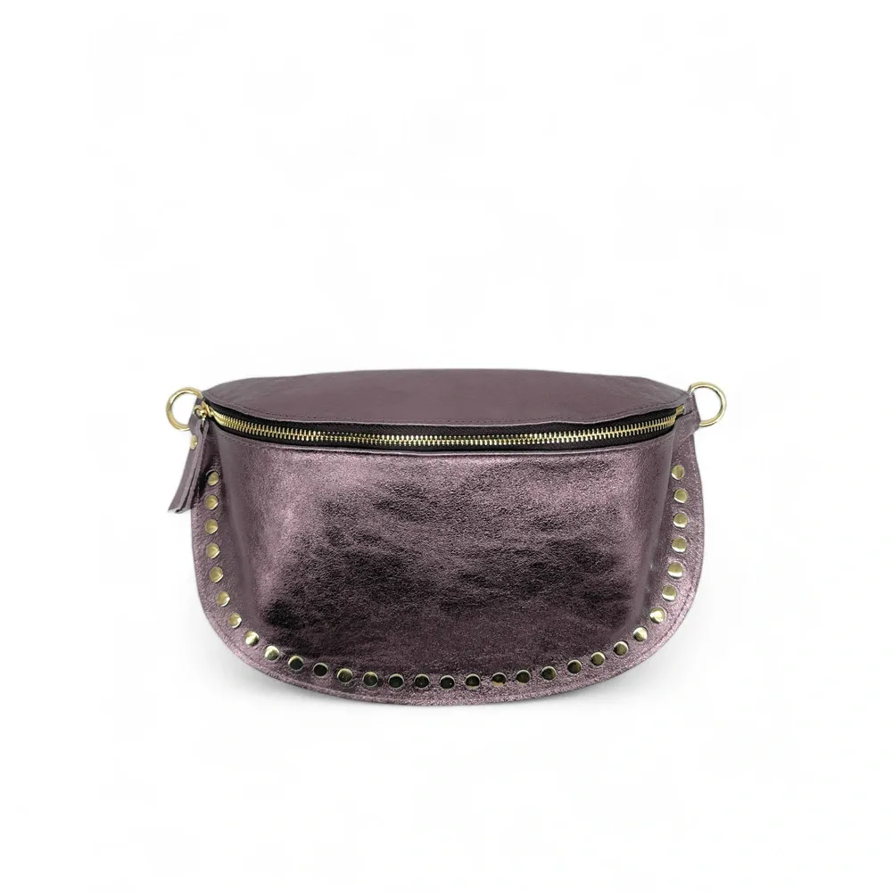 Sac banane en cuir irisé LOU PANADAS Chocolat givré