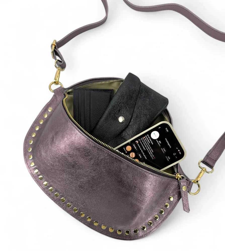 Sac banane en cuir irisé LOU PANADAS Chocolat givré - Image 5