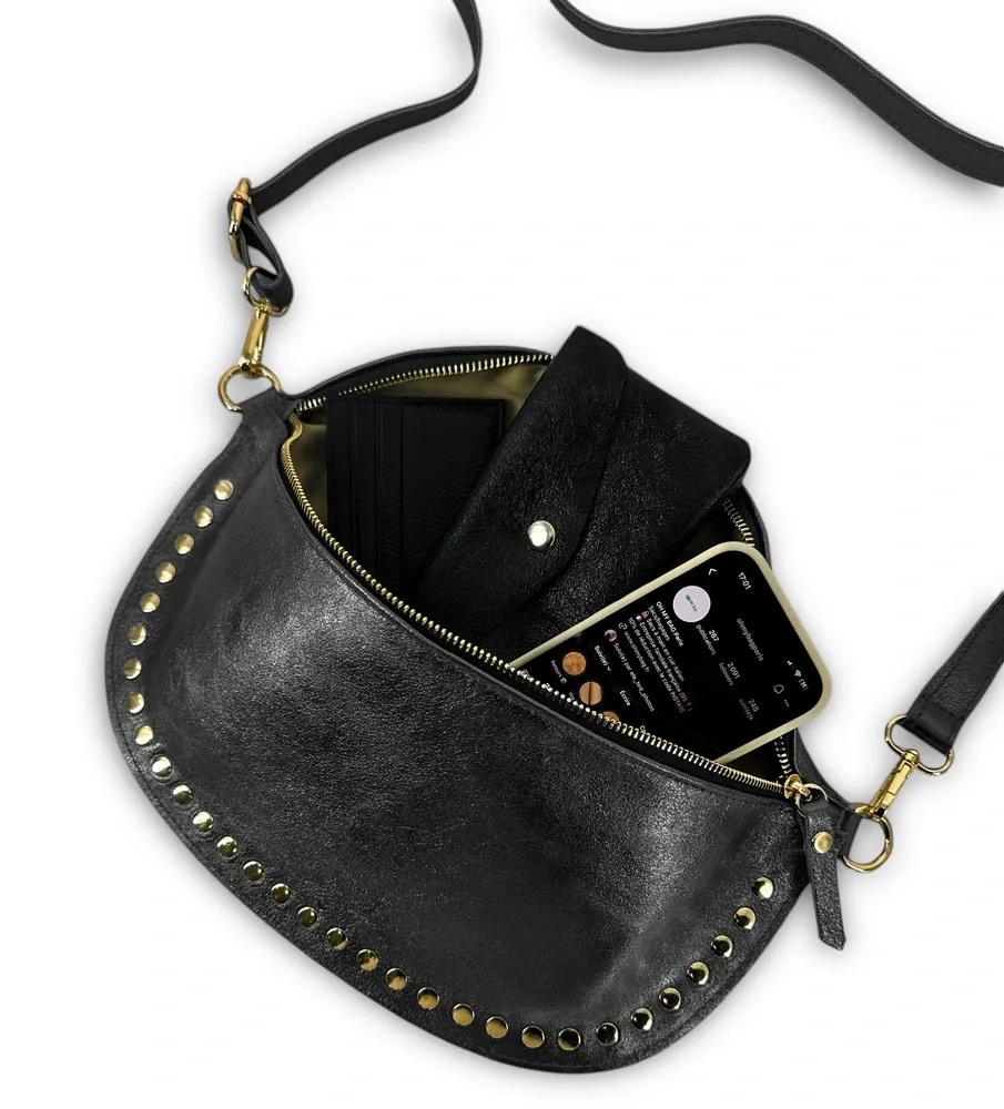 Sac banane en cuir irisé LOU PANADAS Noir irisé - Image 5