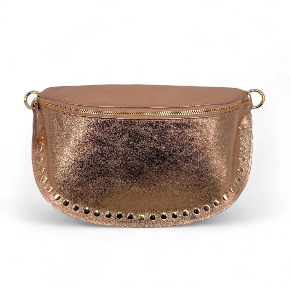 Sac banane en cuir irisé LOU PANADAS Rose gold - Image 4