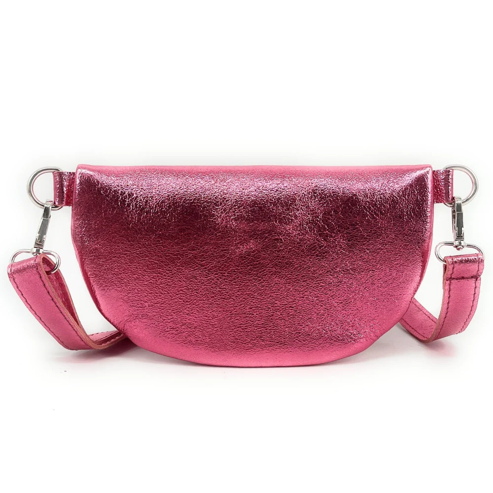 Sac banane en cuir irisé LOU Rose néon - Image 3