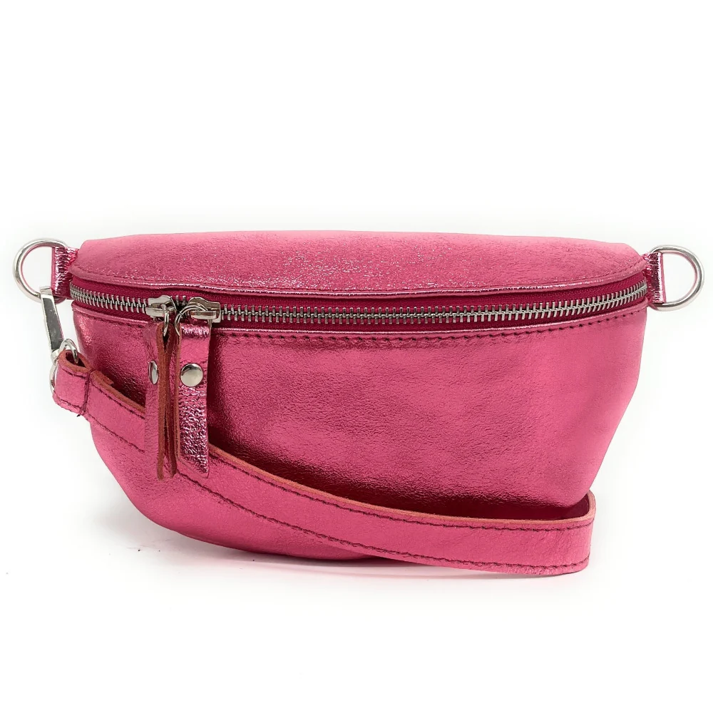 Sac banane en cuir irisé LOU Rose néon - Image 4