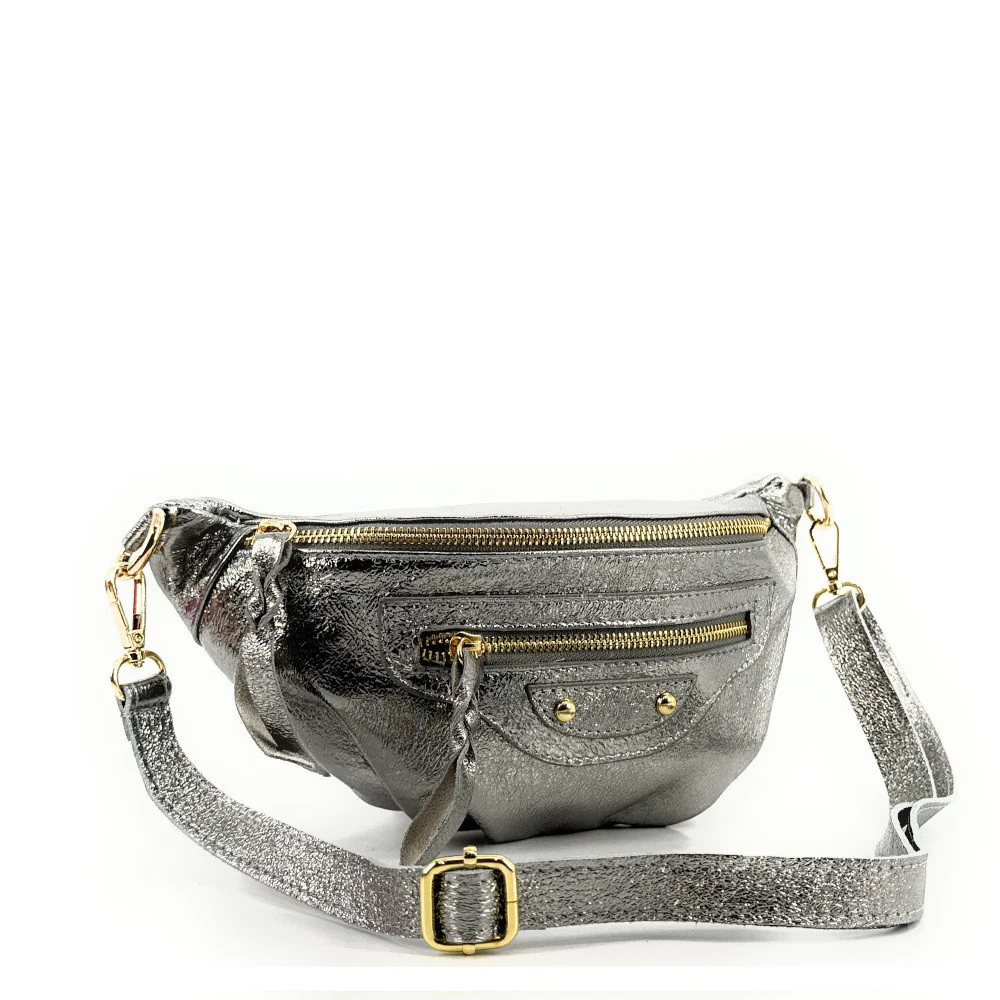 Sac banane en cuir irisé LOUKA GLOW Argent moyen - Image 2
