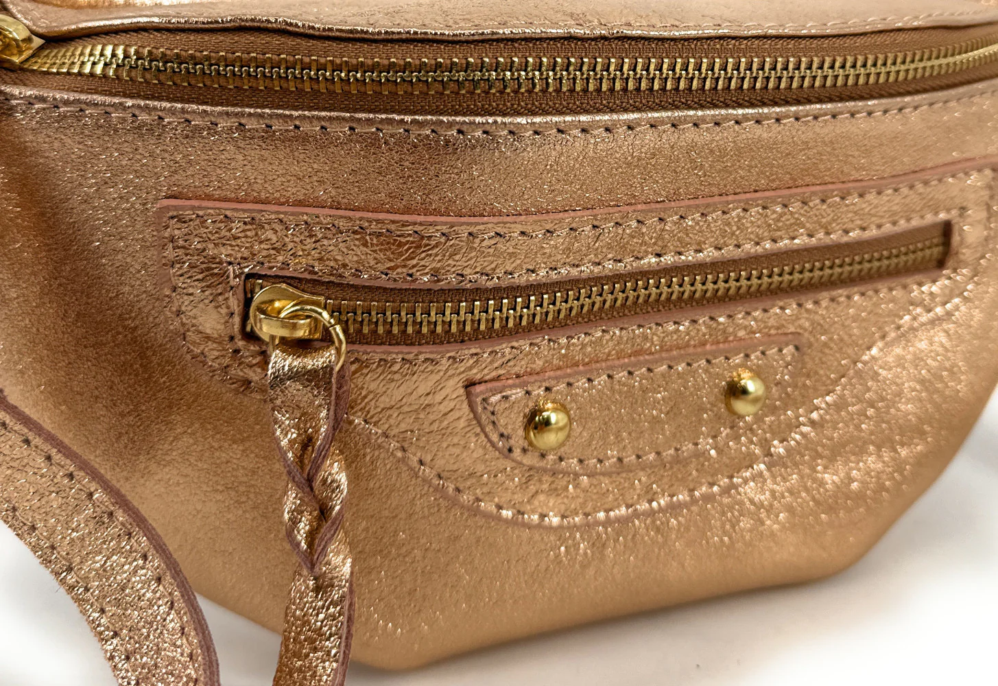 Sac banane en cuir irisé LOUKA GLOW Rose gold - Image 3