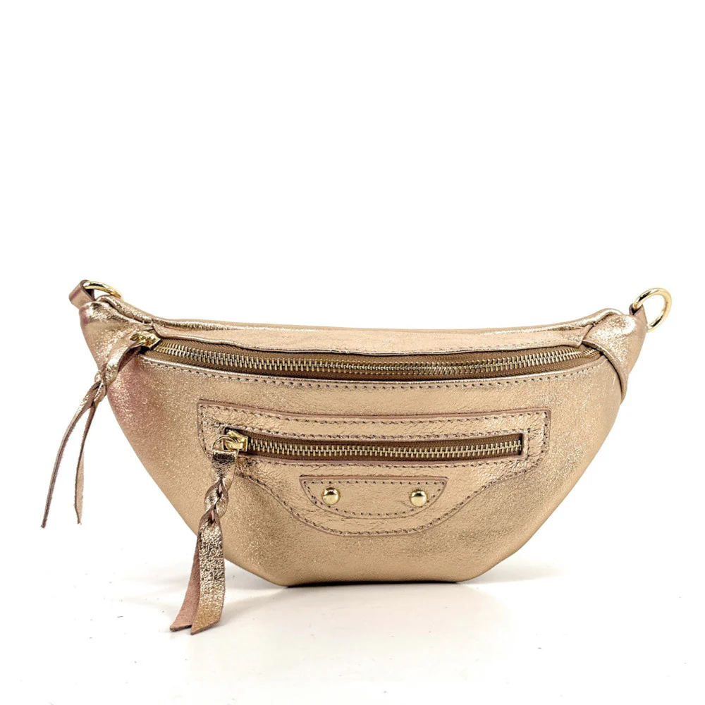 Sac banane en cuir irisé LOUKA GLOW Rose gold - Image 4