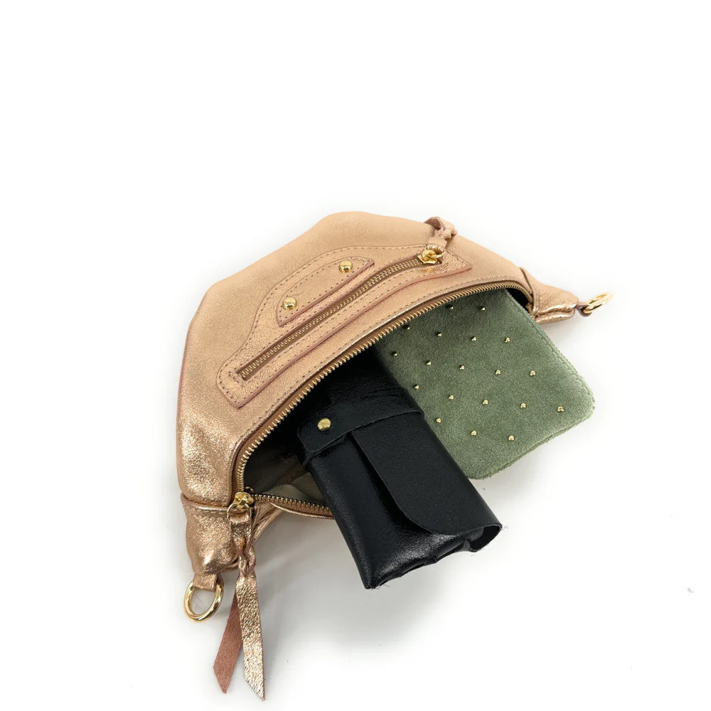 Sac banane en cuir irisé LOUKA GLOW Rose gold - Image 6