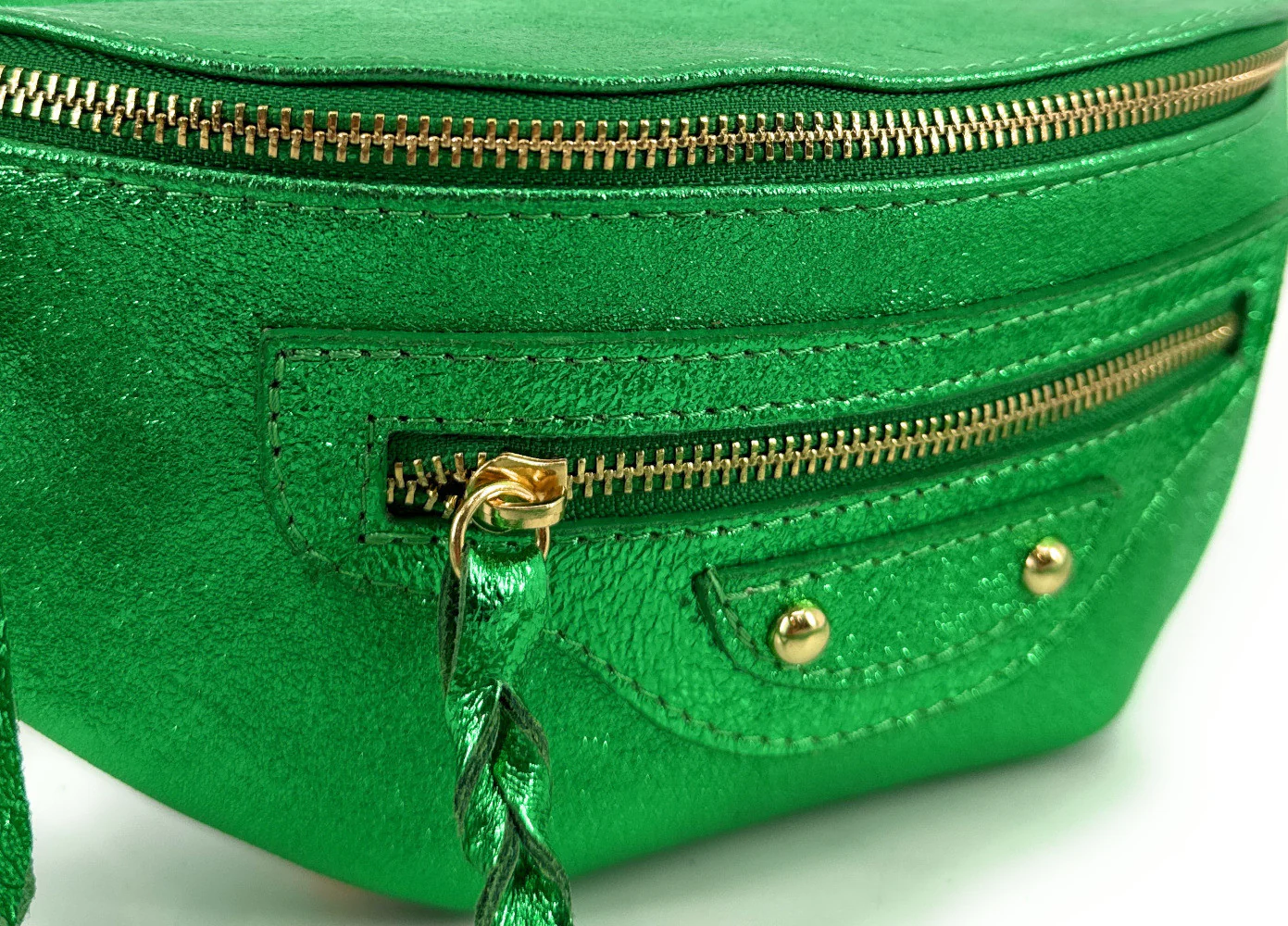 Sac banane en cuir irisé LOUKA GLOW Vert anglais irisé - Image 3