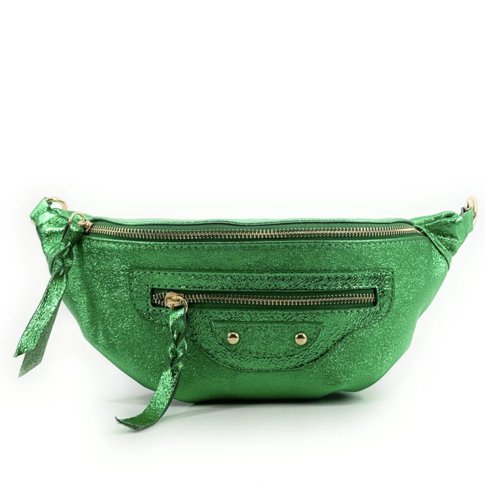 Sac banane en cuir irisé LOUKA GLOW Vert anglais irisé - Image 4
