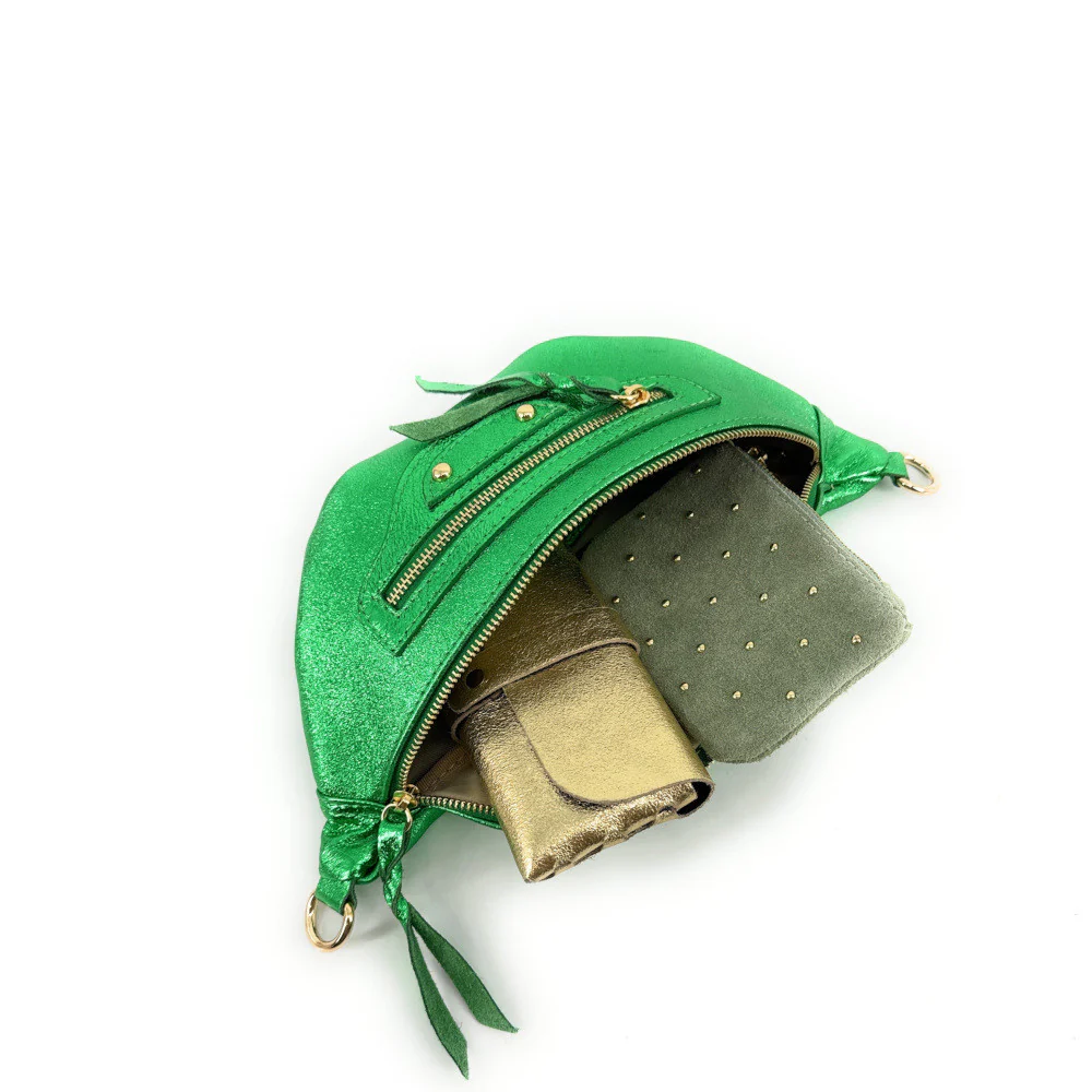 Sac banane en cuir irisé LOUKA GLOW Vert anglais irisé - Image 6