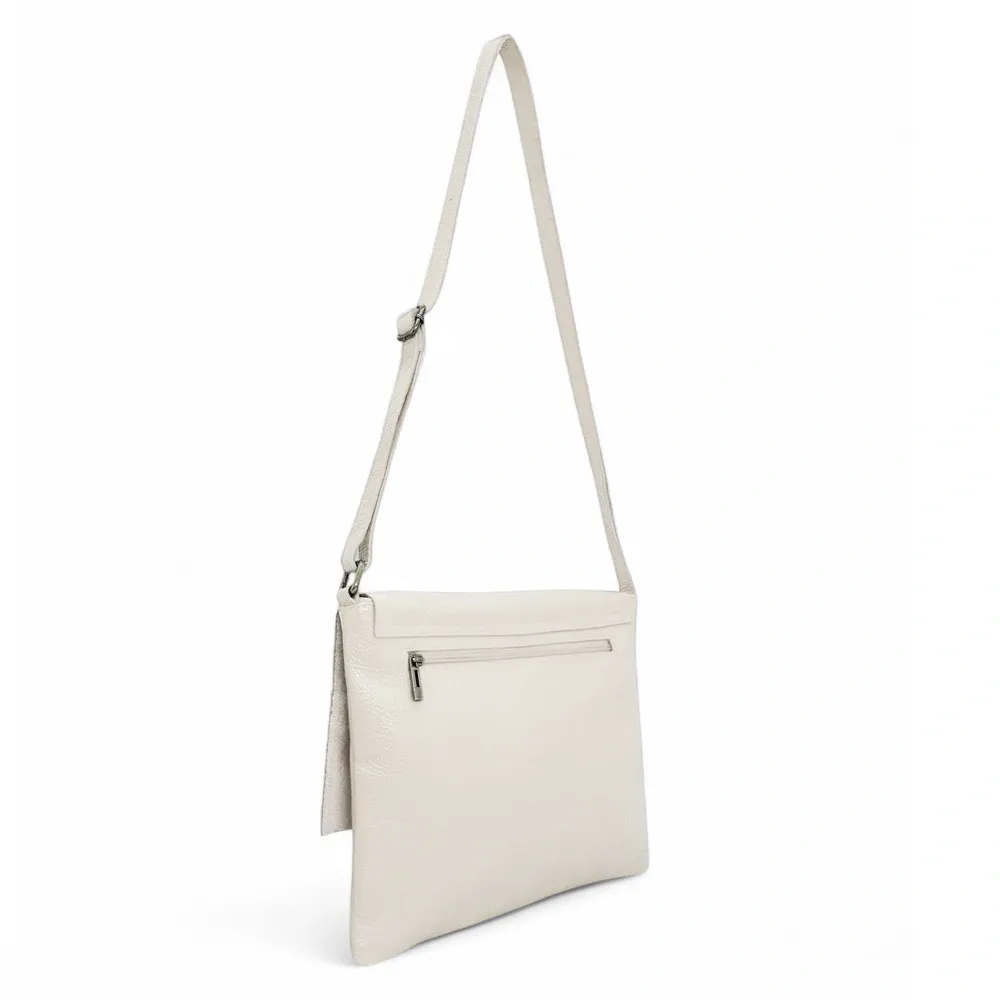 Sac bandoulière en cuir grainé COQUETTE Beige crème - Image 3