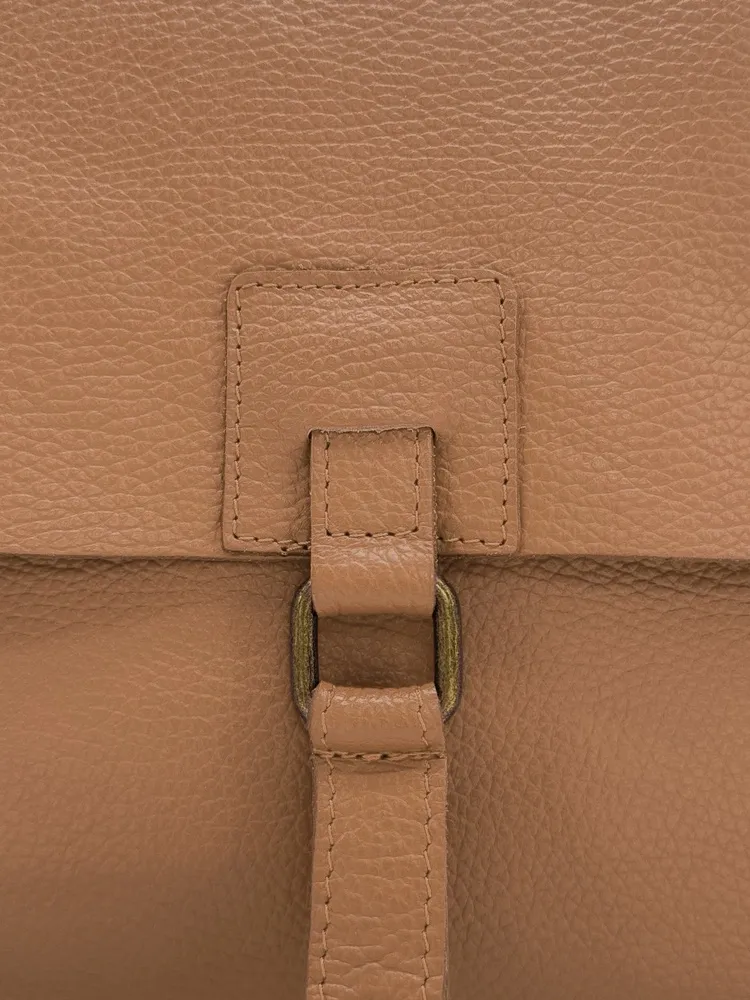 Sac bandoulière en cuir grainé COQUETTE Camel foncé - Image 5