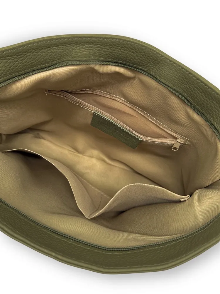 Sac bandoulière en cuir grainé COQUETTE Kaki - Image 6