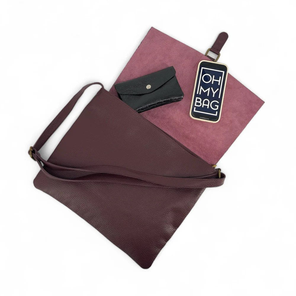 Sac bandoulière en cuir grainé COQUETTE Prune - Image 5