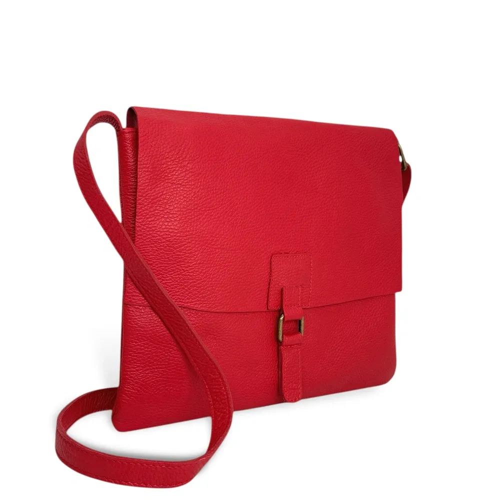 Sac bandoulière en cuir grainé COQUETTE Rouge garance - Image 2