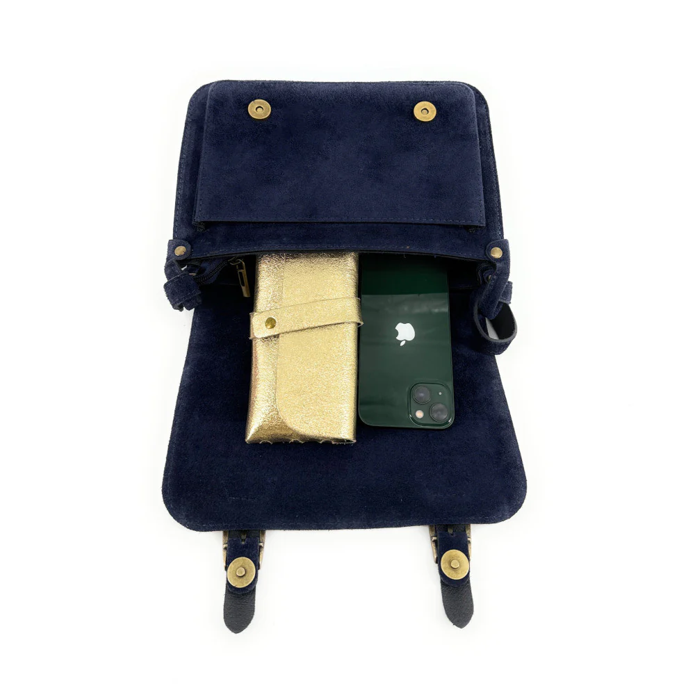 Sac cartable en daim KENT Bleu marine - Image 6