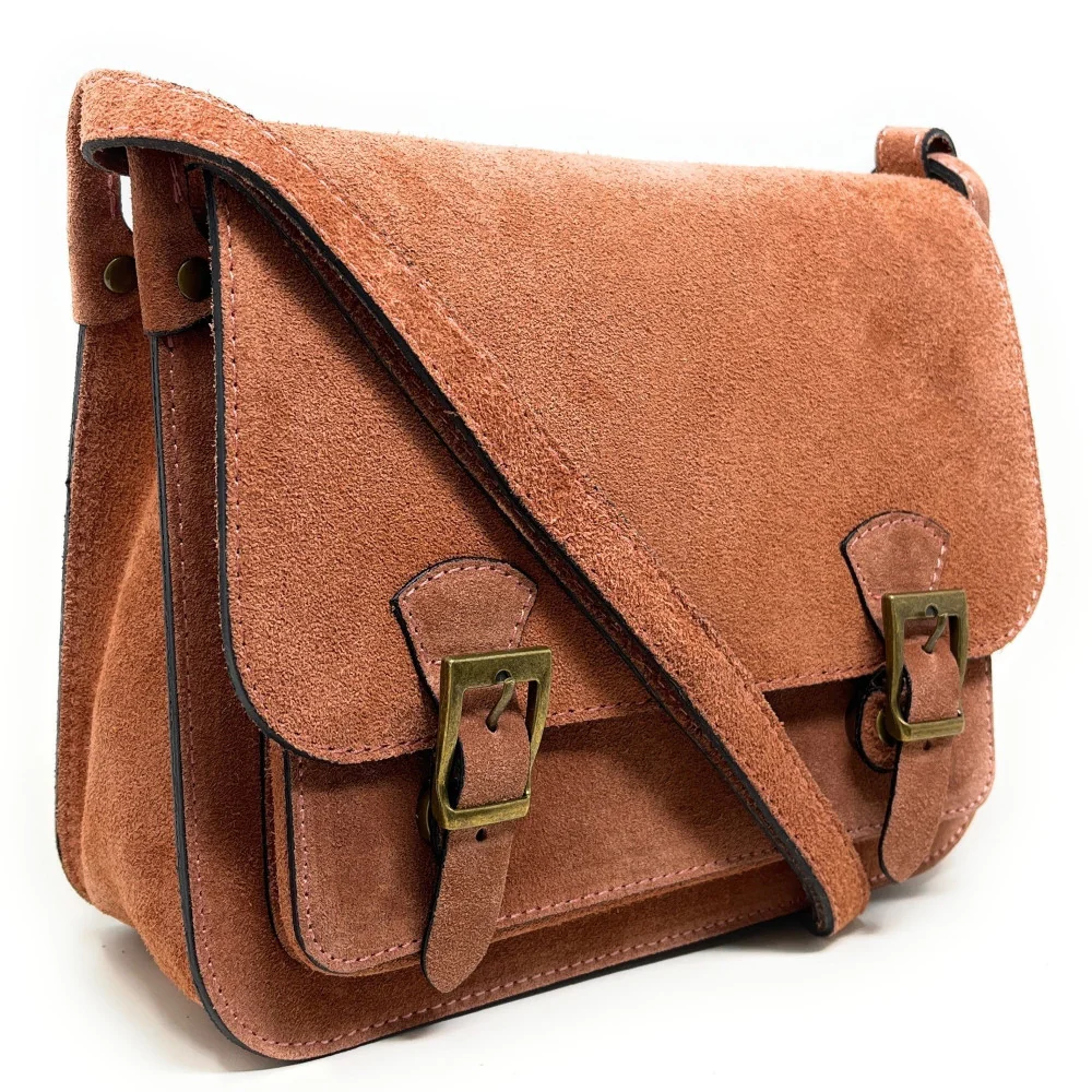 Sac cartable en daim KENT Rose poudre - Image 3